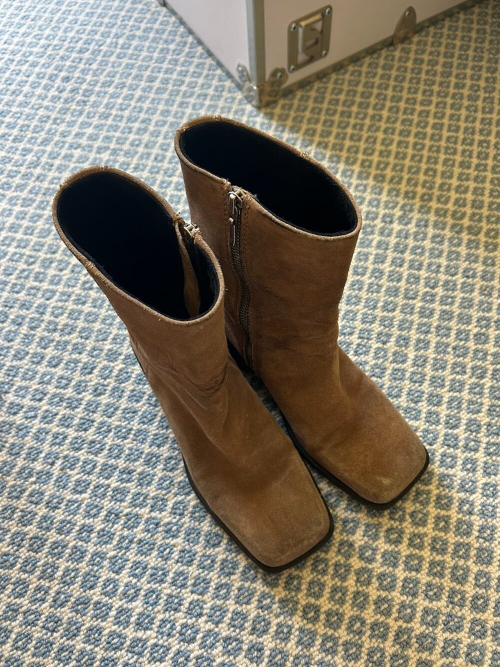Square Toe Faux Suede Booties